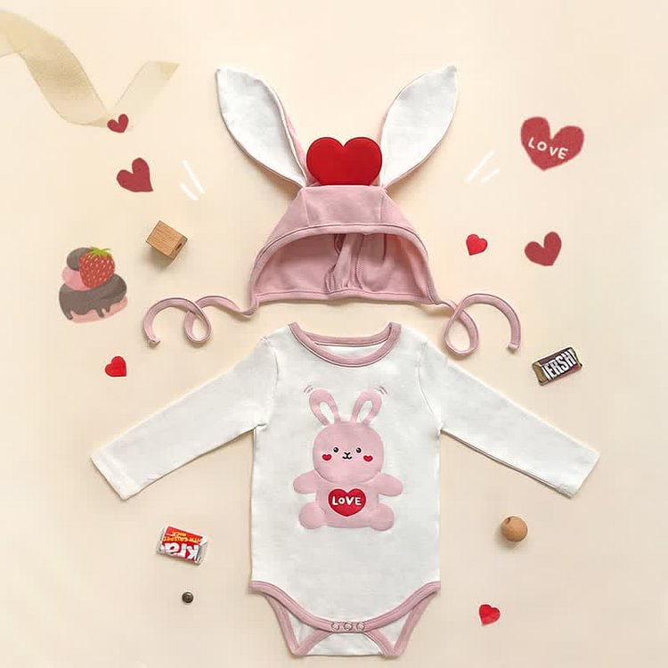 LOVE Baby Bunny Bodysuit with Bonnet