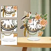 (US Local)Acrylic Special Shape Flower Bird Diamond Painting Clock Ornaments Kit for Home