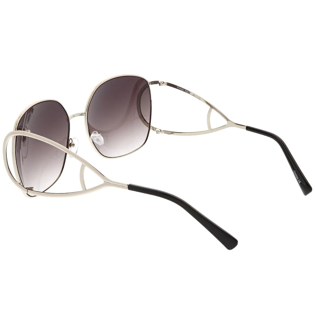 Women's Open Metal Arms Oversize glasses Square Colored Lens 65mm