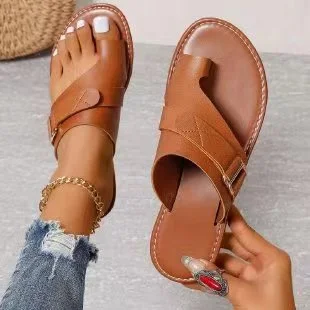 Qengg Qengg Summer New Large Size Women's Shoes Set Toe Fashion Flat With Casual Women's Cool Slippers