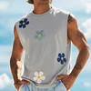 Men's Casual Surf-Style Tank Top With Floral Embroidery by Inlyline