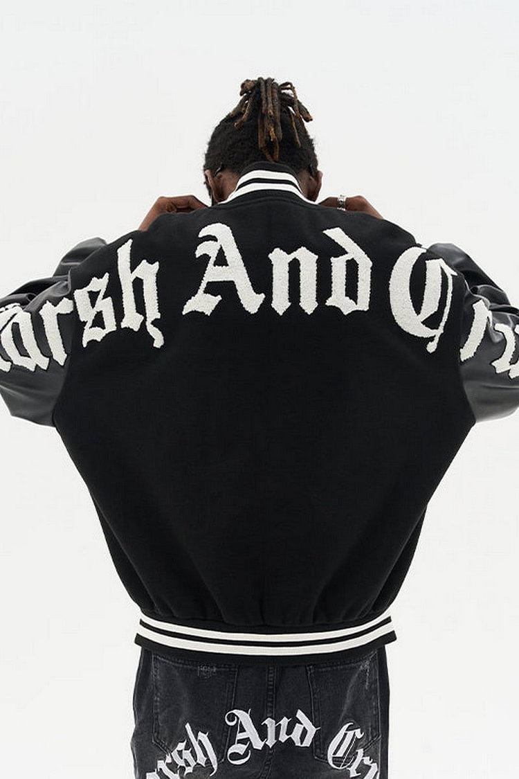 H/C Gothic Logo Embroidered Sherpa Varsity Jacket