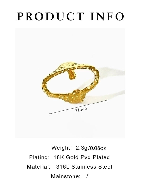 Vintage Style Oval Stainless Steel 18K Gold Plated Plating Hollow Out Open Rings