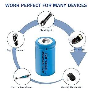 14250 Battery Charger with 4X 300mah 14250 Battery
