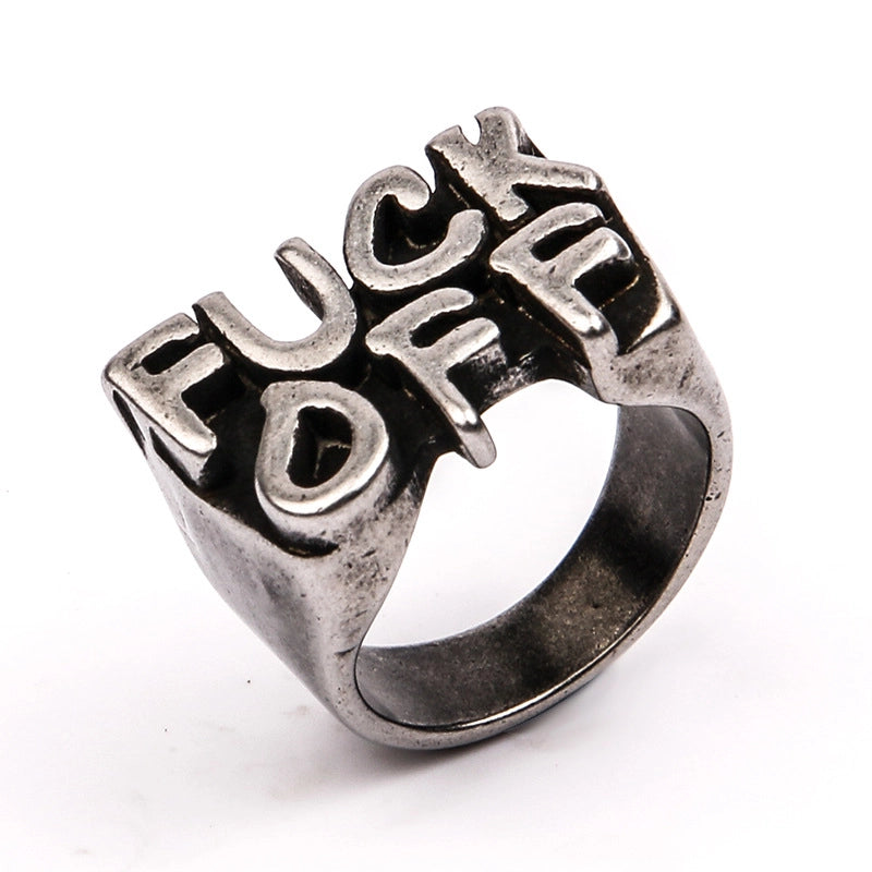 Hip-Hop Letter Titanium Steel Polishing Men’s Rings