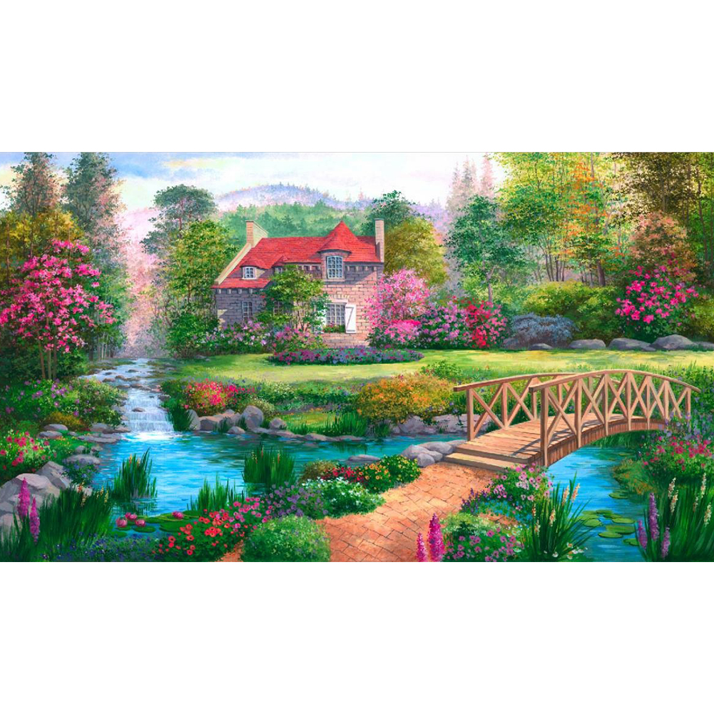 

85*45CM - Round Drill Diamond Painting - Garden Landscape, 501 Original