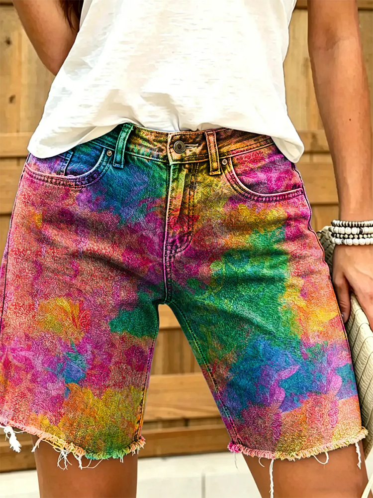 Women's Floral Print Denim Shorts