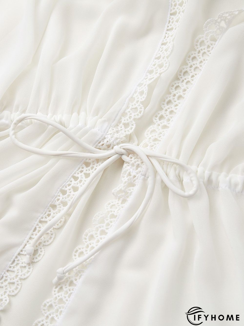 Elegant Plain Drawstring V Neck Coverup | IFYHOME