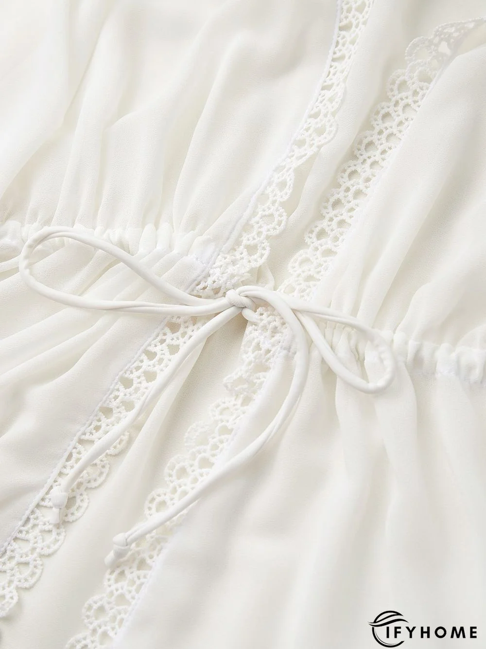 Elegant Plain Drawstring V Neck Coverup | IFYHOME