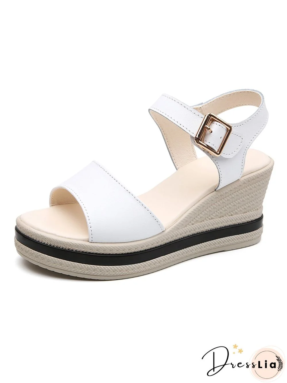 Cowhide Woven Sole Platform Wedge Resort Sandals