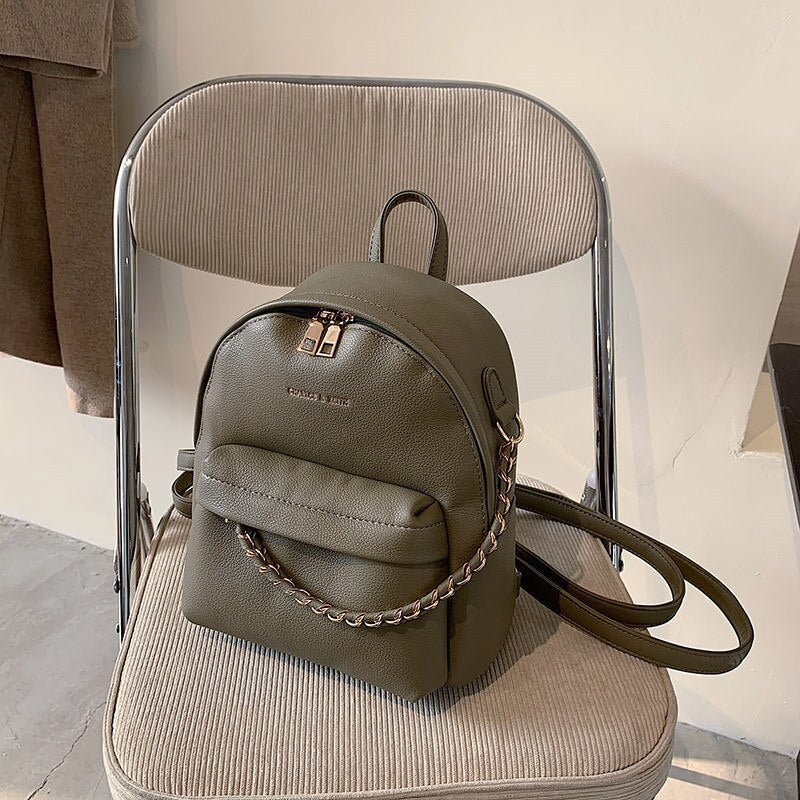 Brand design Women Backpack small Fashion chain School bag for Teenager Girls PU Leather Travel Female Shoulder Bag lady Daypack