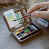 12-Color MINI Walnut Paint Box Watercolor Packaging Portable Sketchbook Travel Watercolor Set