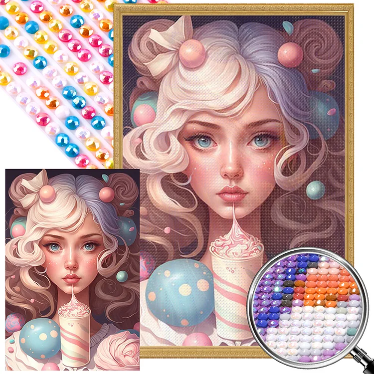 Ice Cream Girl 5D Diamond Painting Kits for Kids Paint-By-Number