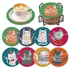 8pcs DIY Cartoon Cat Diamond Painting Acrylic Coasters