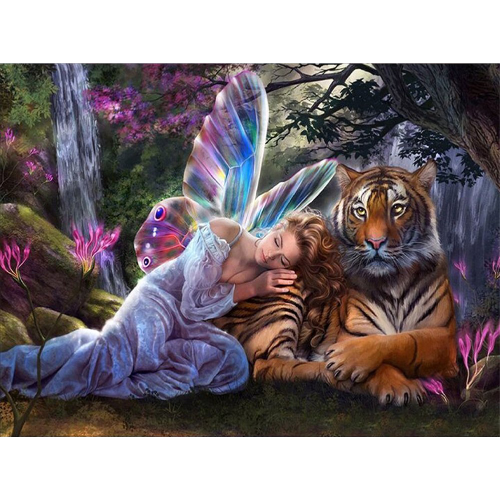 Angel And Tiger Full 11CT Counted Canvas(50*40cm) Cross Stitch