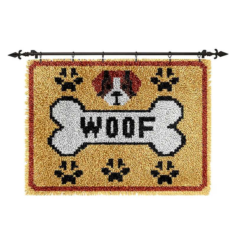 Dogtooth Rug Woof with Dog Bone Rug Latch Hook Kits for Beginners