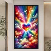 (Grande Taille) Nuages fantastiques coeurs color&eacute;s-peinture diamant ronde compl&egrave;te-40*70CM
