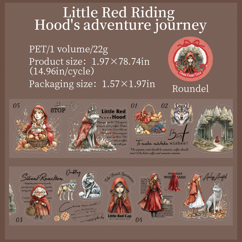 PET tape - 50mm*200cm dark fairy tale series vintage character 