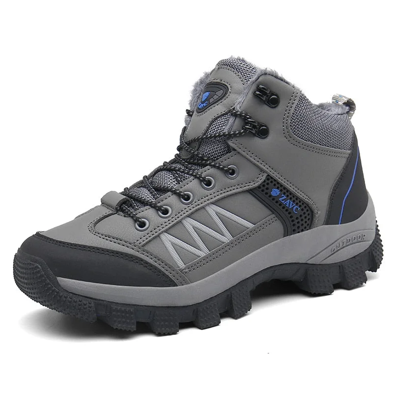 Leather Winter Men Boots Waterproof Warm Fur Snow Boots Men Sneakers Outdoor Work Casual Shoes Military Combat Ankle Boots