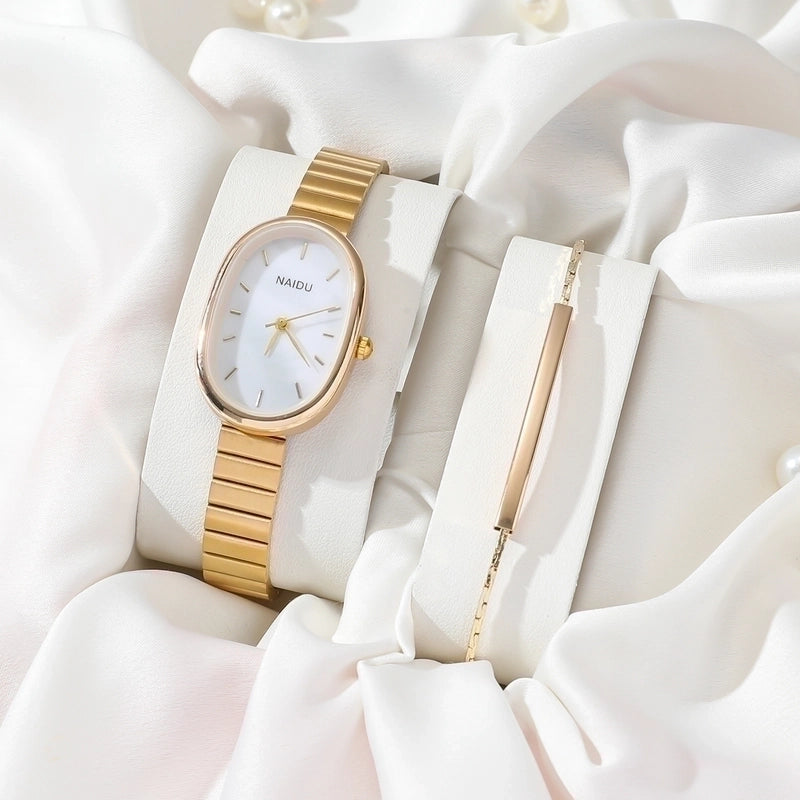 Elegant Oval Single Folding Buckle Quartz Women’s Watches