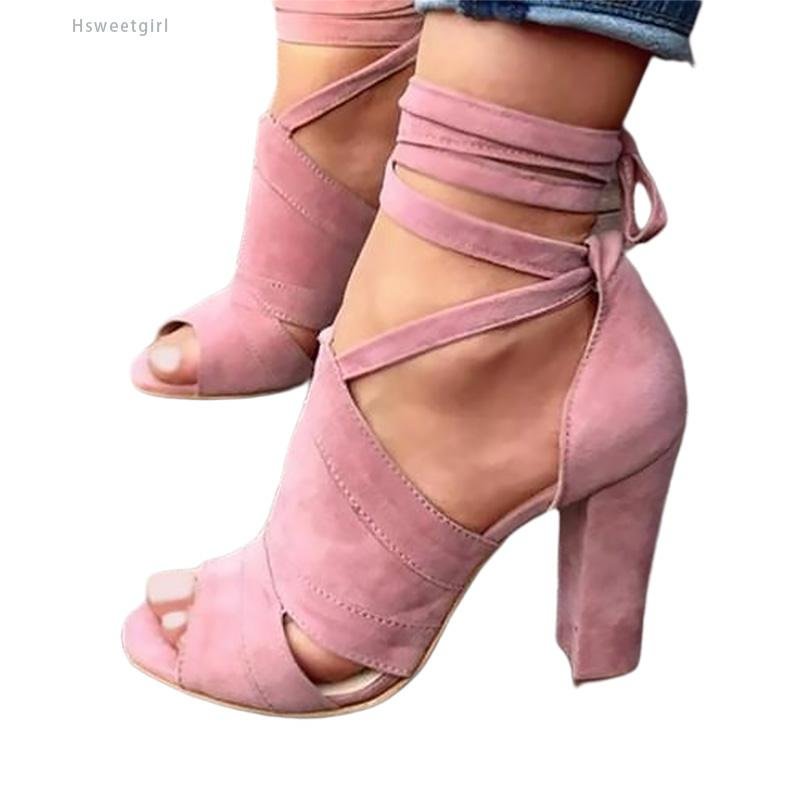 block heel lace sandals
