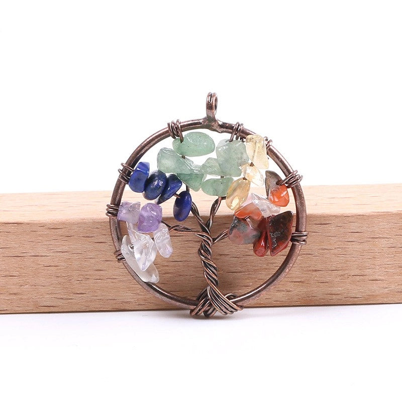 1 Piece Natural Stone Copper Life Tree Pendant