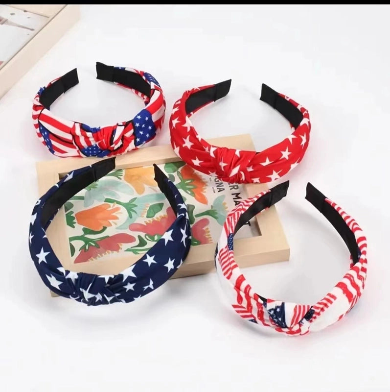 Cross-border United States New Fabric Hairband Knotted Wide-brimmed Hairband Five-pointed Star Stripe Pressure Shampoo Joker