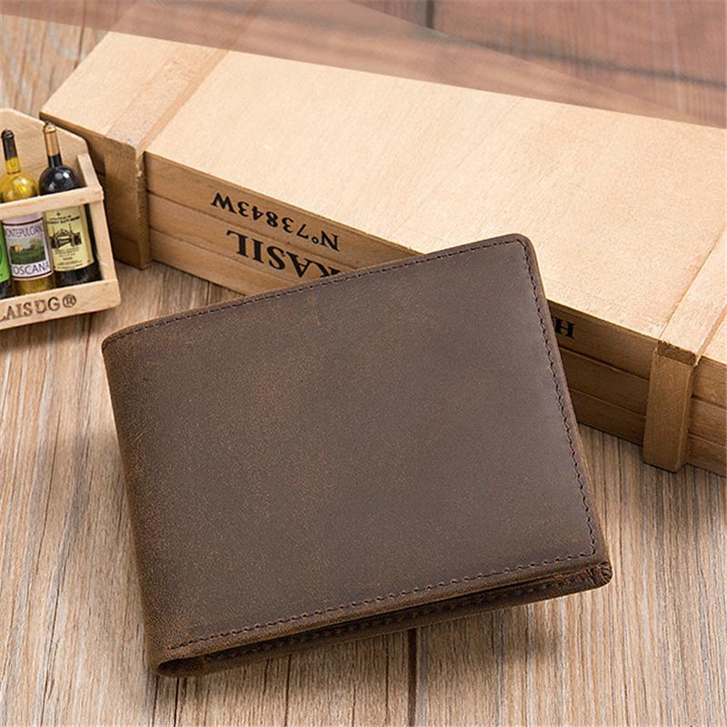 Anti-Scan RFID Design Genuine Leather Currency Pocket Coin Slot Lightweight Mini Wallet