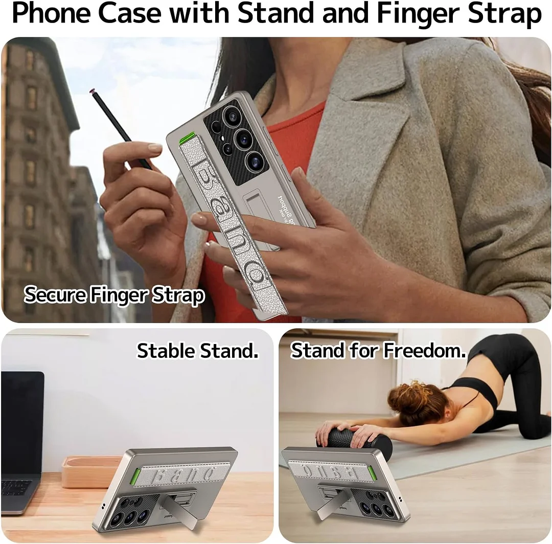 Suitable for S26 Ultra phone case, ultra-thin stand, elastic wrist strap, precision hole, shockproof protective case