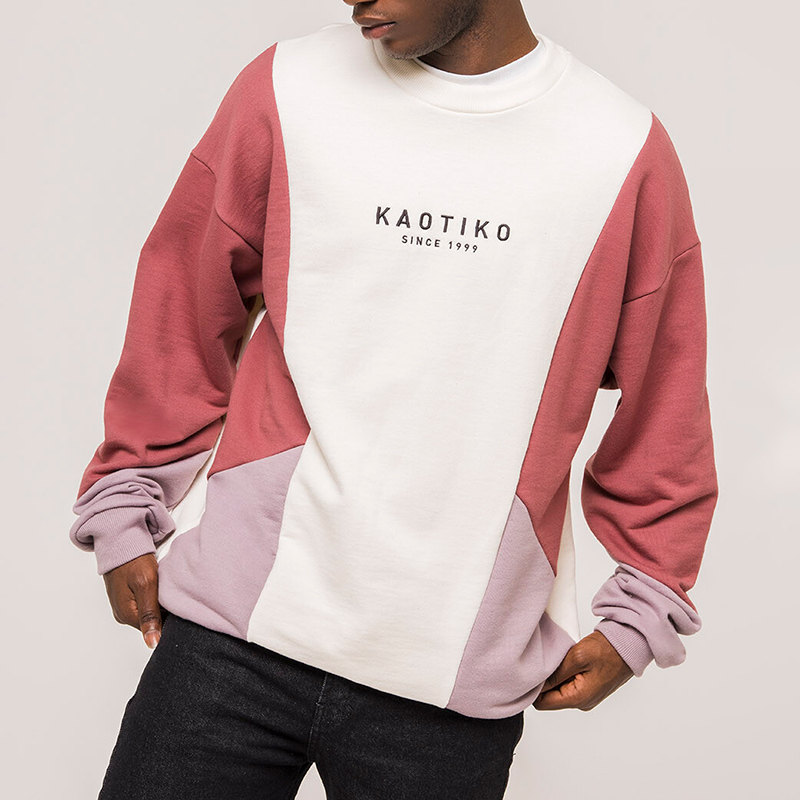 Men's Modern Casual Contrast Color Long Sleeve Sweatshirt / [blueesa] /