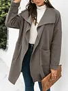 Fashion Loose Solid Color Long Sleeves Lapel Cardigan Woolen Outerwear