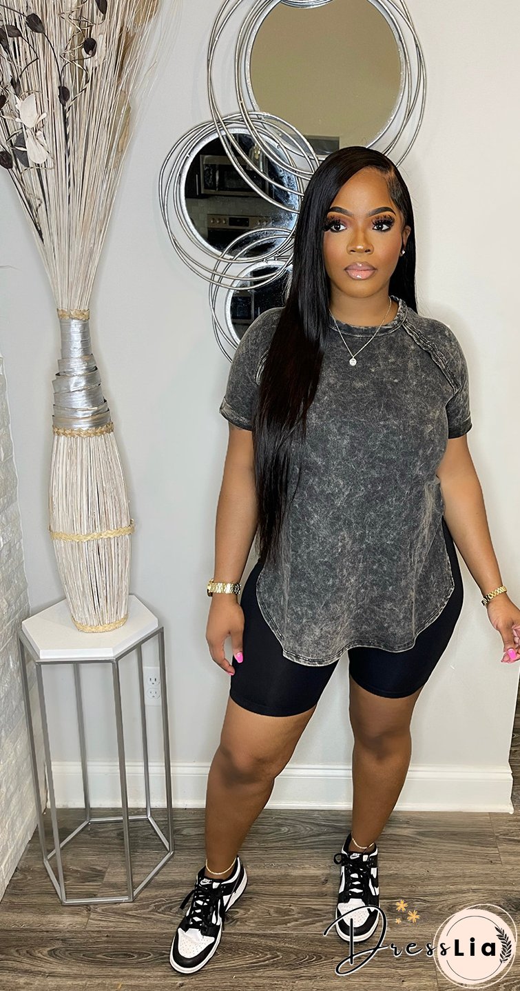Women Printed Short Sleeve Top and Shorts Casual Sports Two-Piece Set