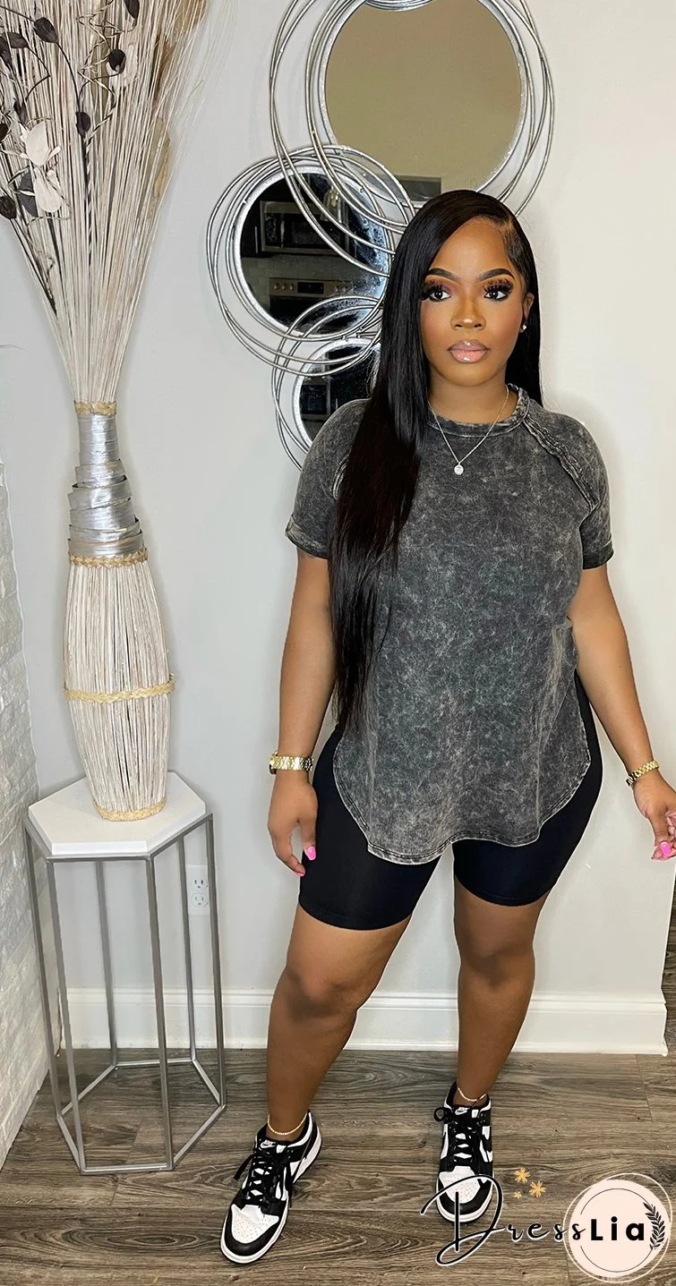 Women Printed Short Sleeve Top and Shorts Casual Sports Two-Piece Set