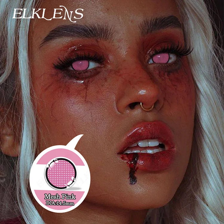 Halloween Grid Pink Cosplay Contact Lenses