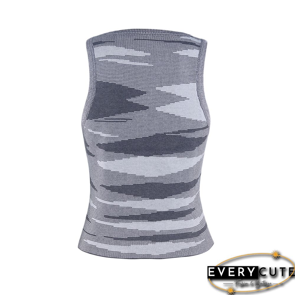 Gray Slim Fit Colorful Tank Sweater