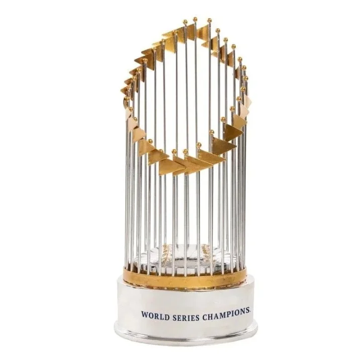 1985 World series trophy and the 2015 trophy - Kansas City Royals