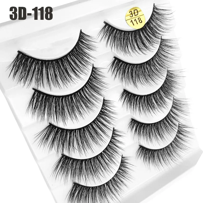 5Pairs 6D Mink Lashes False Eyelashes Natural Long Eyelash Extension Cross Volume Soft Fake Eye Lashes Winged Faux Cils Dropship