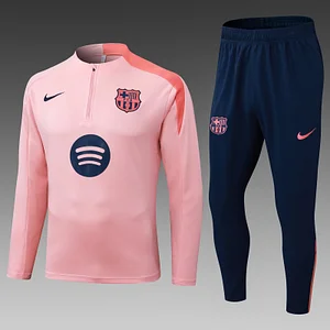 2025/2026 Barcelona Half-Pull Training Suit Pink Jersey Set