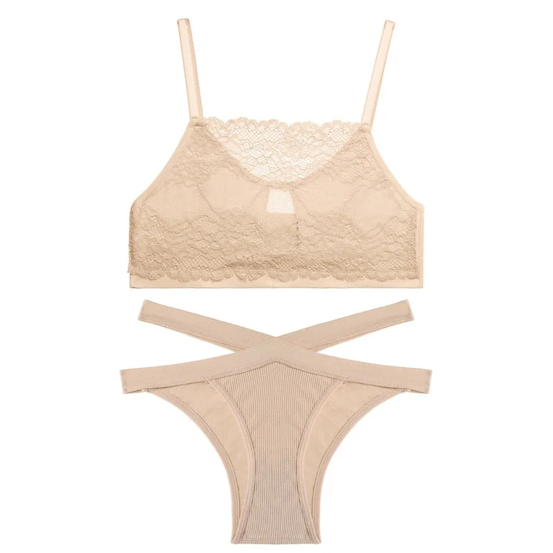 FINETOO Lace Bra Set Women Underwear Lingerie Bralette Tank Top + Pantys Female Brassiere Suit Intimates Push Up Sexy Crop Top