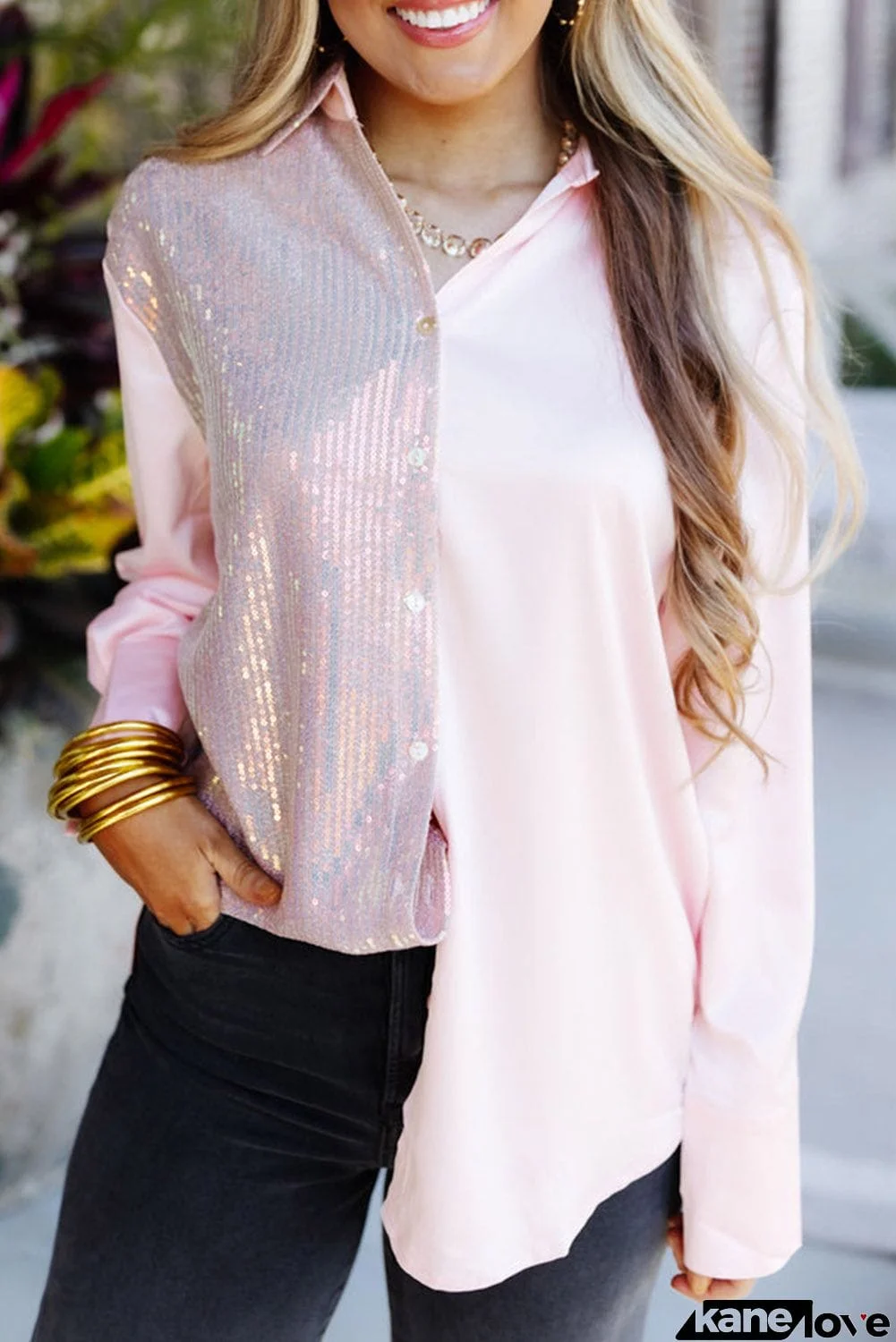 Sequin Long Sleeve Shirt