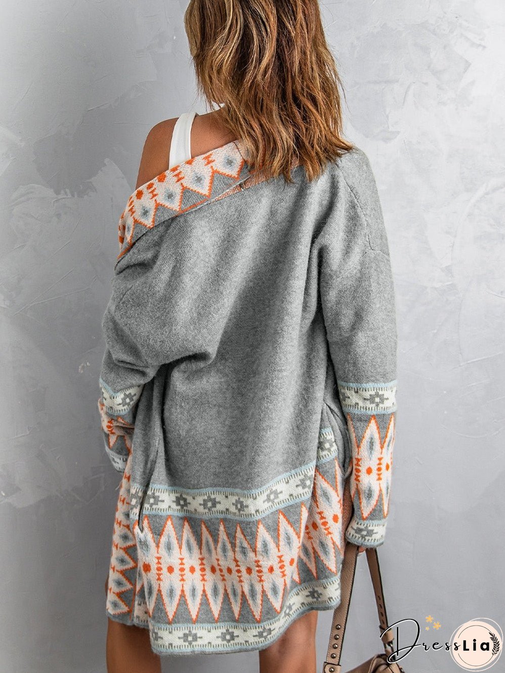 Cardigan with Geometric Pattern