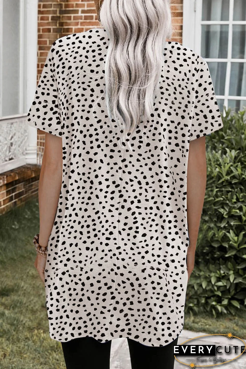 Leopard Print Side Pockets Tunic Top