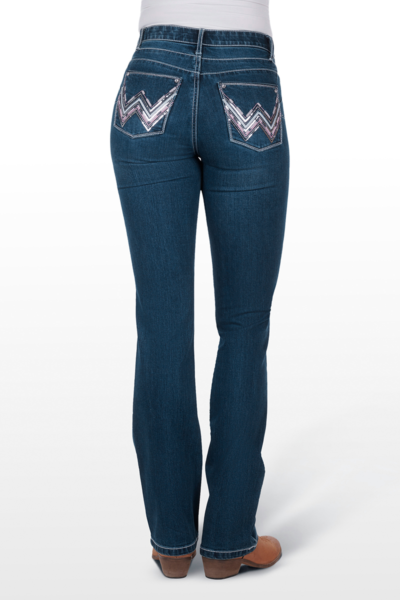 Embroidered Pocket Mid Waist Bootcut Jeans Without Belt - MissTip