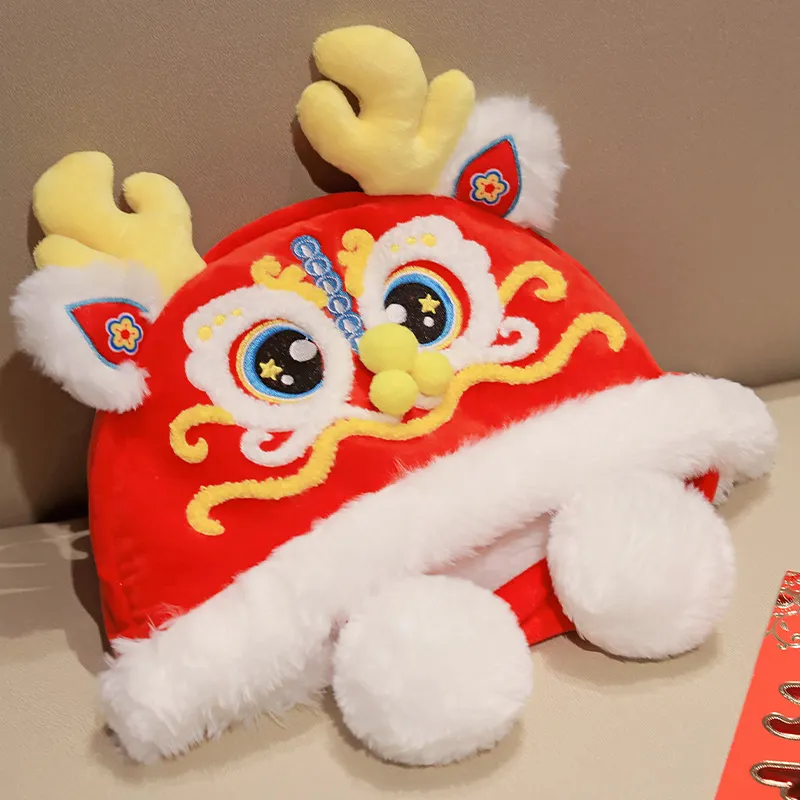 Cute Lion Dance Plush Hat