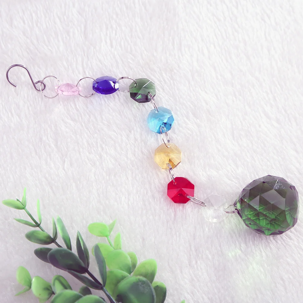 Hanging Crystal Ball Rainbow Prism Light Catcher Wind Chimes Decor (Green)