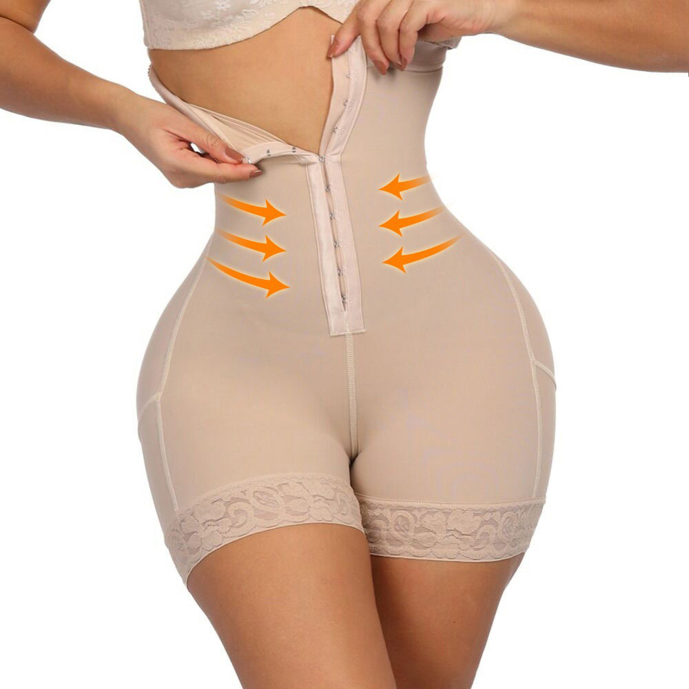 Plus Size High Waist Buttock Lifting Buckle Pants Shapewear