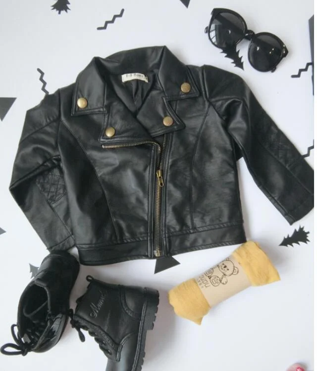 Baby Boys and Girls short Jacket  0-5 years old Fashion Leisure Faux Leather Coat Motorcycle leather International hot brand