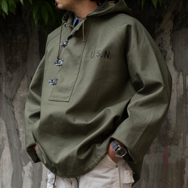 American Waterproof Canvas Brass Ratchet Clip Fastener Hoodie