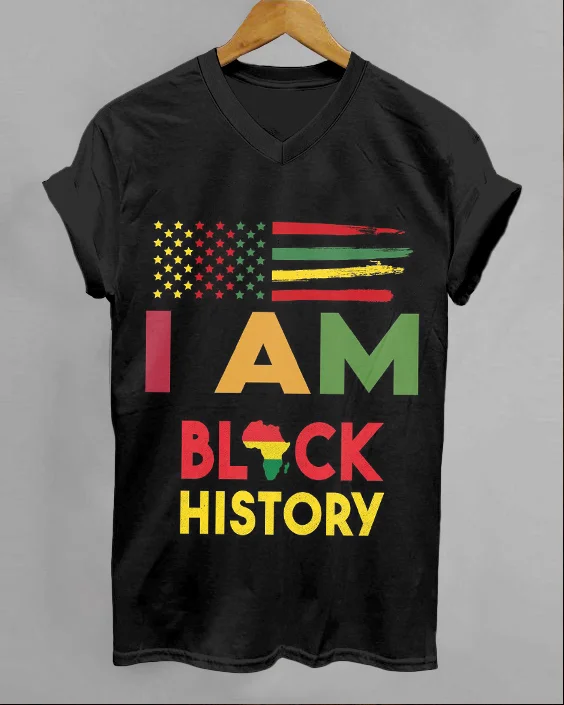 I Am Black History V-neck Short Sleeve Tshirt