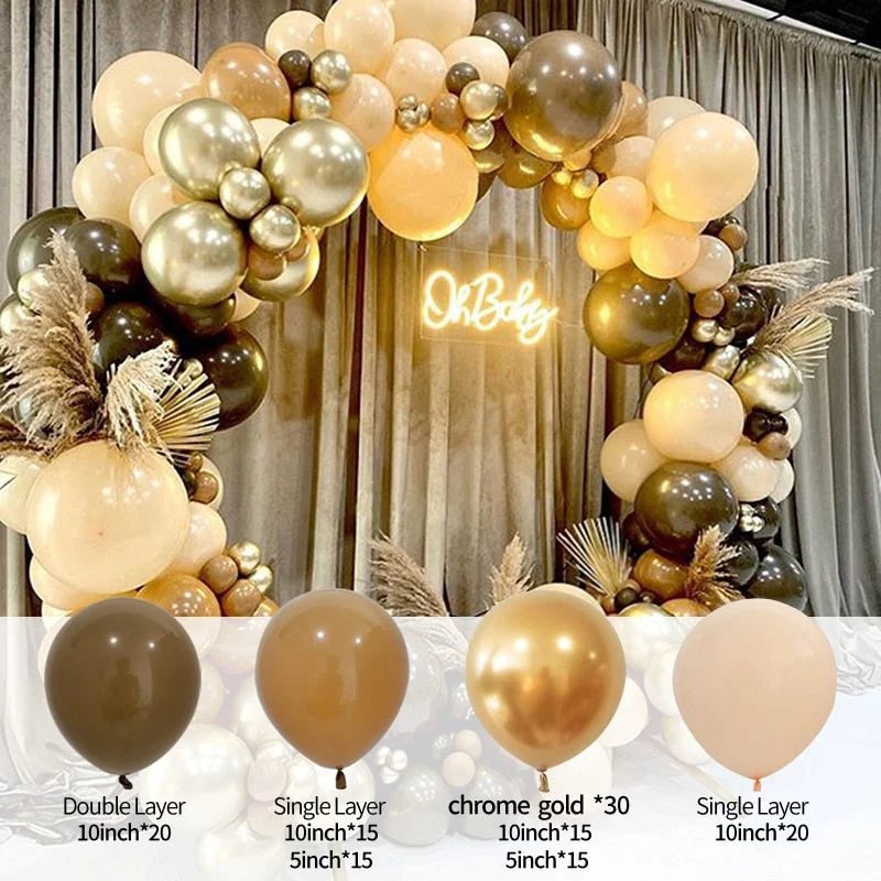Christmas Gift 100pcs/lot Double layer Coffee Brown Balloons Arch Kit Skin Color Latex Garland Ballons Wedding Birthday Christmas Party Decor